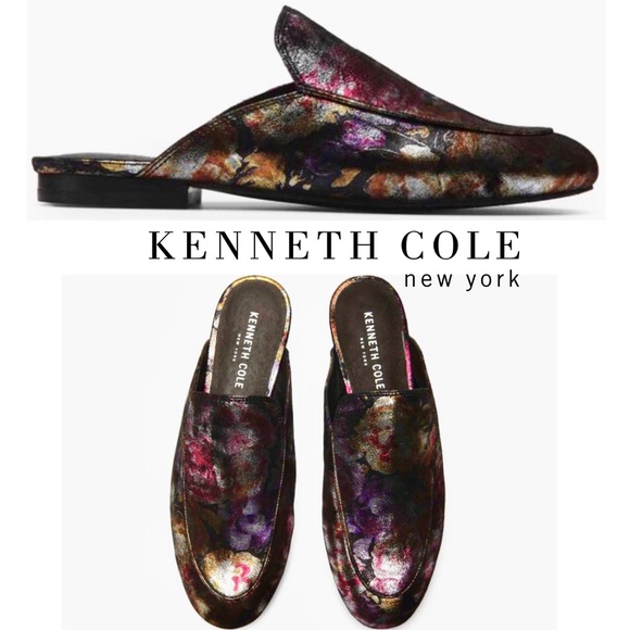 Kenneth Cole Wallice Slip On Mule Floral Loafers Leather Fashion Pumps Shoes - Picture 1 of 12
